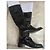 Prada Schwarze Lederstiefel Flach - Ansicht 2