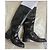 Prada Schwarze Lederstiefel Flach - Ansicht 3