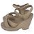 Sandali wedge in pelle beige da donna Chanel