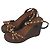 Sandali wedge Rockstud in pelle marrone Valentino Garavani