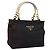 PRADA Metal Handle Hand Bag Nylon Black