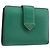 PRADA Compact Wallet Saffiano leather Green Gold Tone