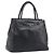 PRADA Hand Bag Leather Black Silver