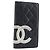 CHANEL Cambon Line Long Wallet Lamb Skin Black White CC