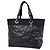 Chanel Shopper-Bag aus beschichtetem schwarzem Canvas