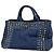 Borsa Tote 2-Way Prada Canapa borchiata in Denim Blue