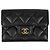 Portafoglio tri-fold Chanel in pelle di vitello granulata nera