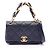 Borsa a mano Chanel Matelassé in pelle di agnello blu navy