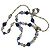 Autre Marque Collier de perles bleu et blanc avec détails dorés