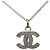 Collana con pendente Chanel CC in ottone e strass argento - vista 3