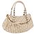 Christian Dior Trotter Canvas Romantic Hand Bag PVC Beige Silver