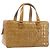 CHANEL Choco Bar Hand Bag Patent Yellow Silver CC