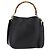 GUCCI Bamboo Hand Bag Leather 2way Black Gold 001 1638