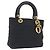 Christian Dior Lady Dior Canage Hand Bag Canvas Black Gold