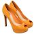 Dior Peep-Toe Plateau-Pumps aus orangefarbenem Lackleder