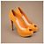 Dior Peep-Toe Plateau-Pumps aus orangefarbenem Lackleder - Ansicht 12
