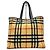 Burberry Borsa Tote in Lana e Pelle a Quadri