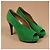 Hermès Décolleté peep-toe in camoscio verde - vista 4