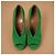 Hermès Décolleté peep-toe in camoscio verde - vista 6