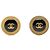 Orecchini a clip rotondi smaltati placcati oro Chanel Gold CC