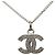 Collana con pendente Chanel Silver CC in ottone e strass - vista 3