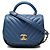 Chanel Blue Mini CC Chevron Lambskin Reversed Round Flap