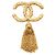 Spilla Chanel Gold CC placcata oro con nappa di lava