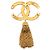 Spilla Chanel Gold CC placcata oro con nappa di lava - vista 2