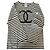 T-shirt a righe in cotone Chanel nero e bianco logo CC