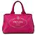 Borsa Tote Prada in tela Canapa con logo rosa