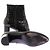 Autre Marque Botines de cuero gofrado efecto cocodrilo negro - vista 5