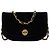 Chanel Black CC Horizontal Quilted Velvet Crescent Flap