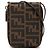 Portafoglio a tracolla con zip Fendi Brown Zucca Canvas