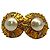 Orecchini a clip rotondi Chanel Gold CC placcati in oro con perle finte e strass