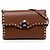 Valentino Borsa a Tracolla Rockstud con Chiusura Flip in Pelle di Vitello Martellata Marrone Medium
