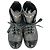 Stivaletti combat stringati Chanel CC in pelle grigia - vista 3