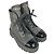 Stivaletti combat stringati Chanel CC in pelle grigia - vista 4