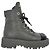 Stivaletti combat stringati Chanel CC in pelle grigia - vista 7