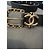 Cintura Chanel in pelle nera con logo CC dorato e catena - vista 2