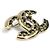 Spilla in pelle nera e oro Chanel - vista 2