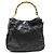 Borsa a tracolla Gucci Bamboo in pelle nera - vista 3