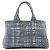 PRADA - Borsa Shopper Canapa GM Prada in denim blu e bianco