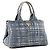 PRADA - Borsa Shopper Canapa GM Prada in denim blu e bianco - vista 2