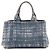 PRADA - Borsa Shopper Canapa GM Prada in denim blu e bianco - vista 3
