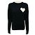 Autre Marque SPRWMN Kaschmir-Strickpullover mit Rundhalsausschnitt, langen Ärmeln und Herz-Design Schwarz / Weiß