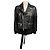 Dsquared2 Motojacke aus schwarzem Lammleder mit Stoffbesatz