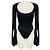 Autre Marque Mugler Body in jersey nero a maniche lunghe con scollo rotondo e split