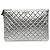 Clutch Chanel Large Quilted Metallic Aged Calfskin Cosmo Charm O Case Argento