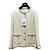 Chanel Tweed Jacke Ecru mit Paillettenbesatz Größe 38