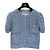 Chaqueta corta Chanel de tweed azul con mangas abullonadas